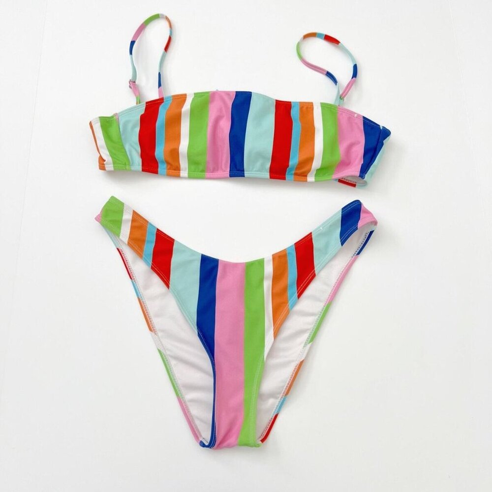 NWT Forever 21 Multi-stripe Bikini Set